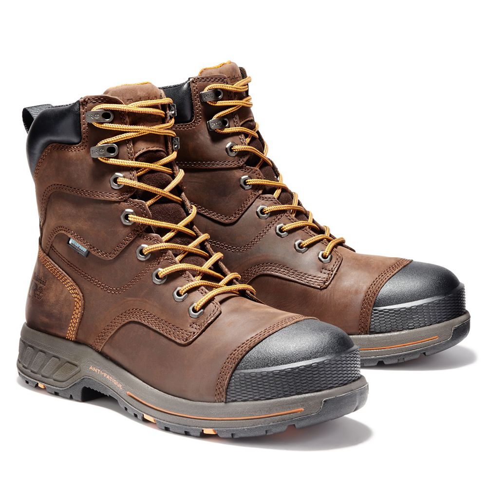 Botas de Trabajo Timberland Hombre Pro® Helix Hd 8\" Soft Toe Marrones/Negras - Chile GYR-418357